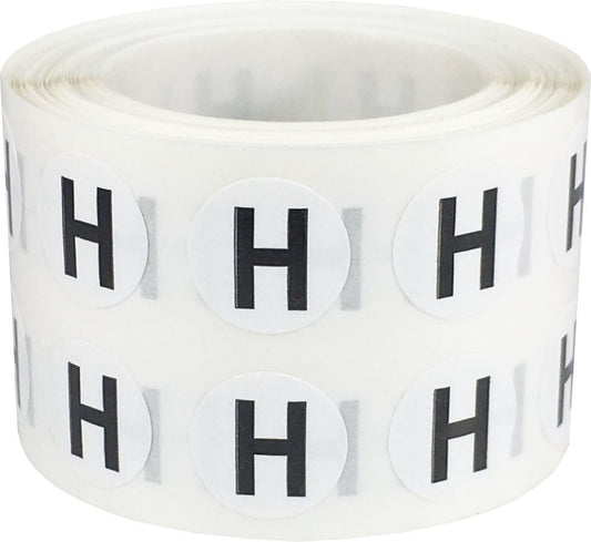 Letter H Inventory Labels .5 Inch Round Circle Dots 1,000 Adhesive Stickers