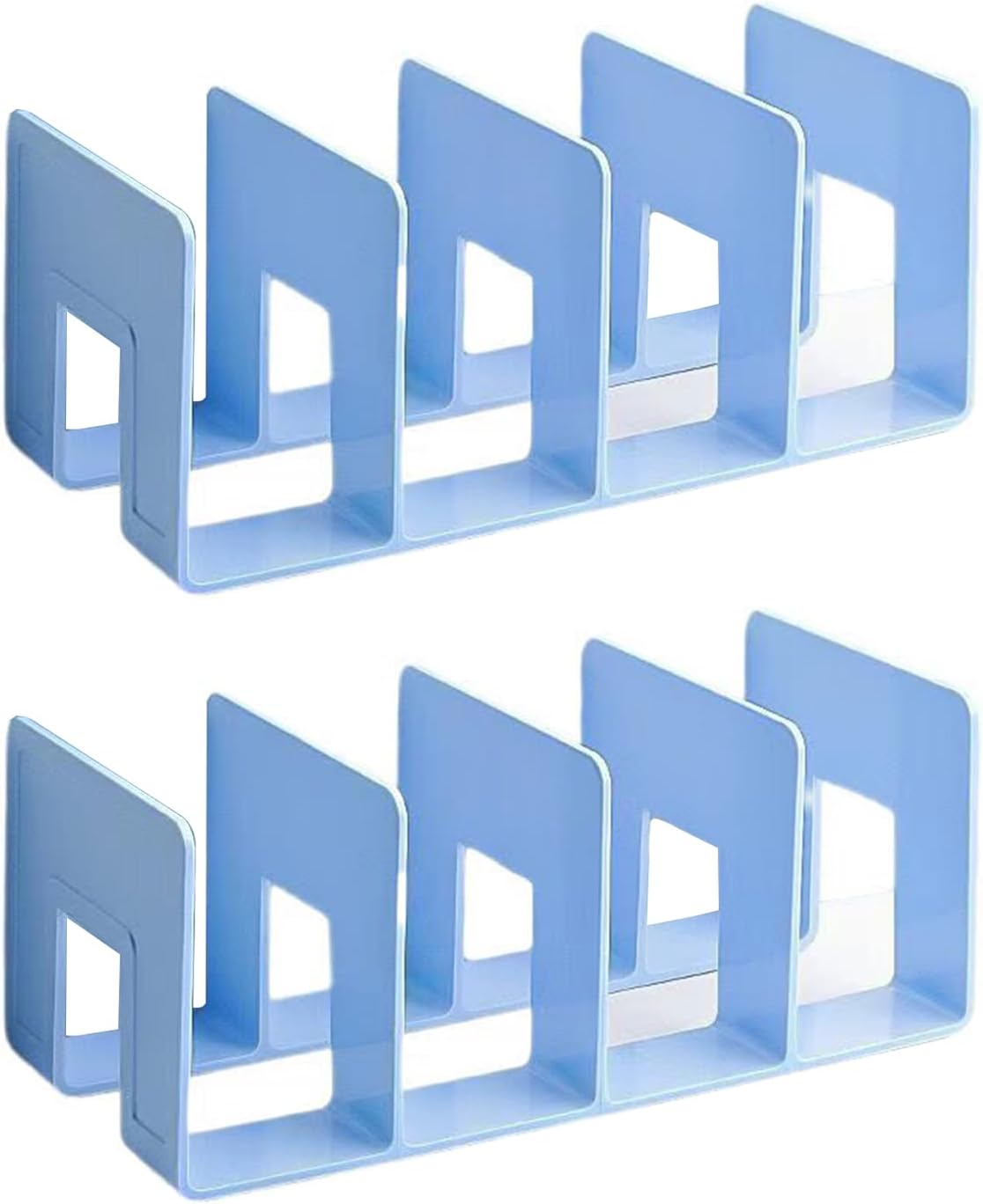 2PCS Acrylic File Organizer for Desk, Desktop Document/Mail Organizer, 4 Compartments Plastics Invisible Bookshelf Floating (12.5" x 5.7" x 5", SkyBlue)