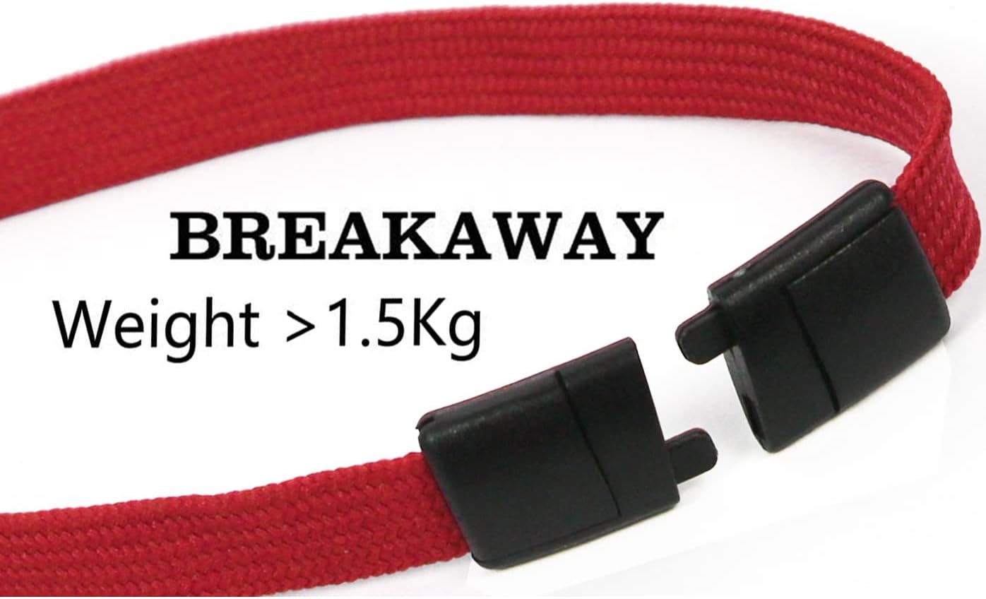 Bird Fiy Lanyards Safety Red Lanyards Neck Flat Premium Breakaway Badge Lanyard with J-Hook for ID Nametag Badge Holder (Red, 50 PCS)