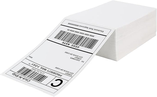 Fanfold 4'' x 6'' Direct Thermal Shipping Labels 300 Labels/Stack Compatible with Zebra Rollo Beeprt Printer Ultra Adhesive