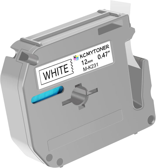 Compatible for Brother P-Touch M Tape M-K231 MK231 M231 MK-231 Black on White Label Tape 0.47" (12mm) x 26.2ft for PT-90 PT-M95 PT-70 PT-70BM PT-85 PT-80 PT-45 PT-65 Label Makers, 1 Pack
