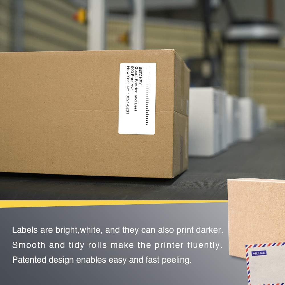 BETCKEY - 4" x 2" (102 mm x 51 mm) Barcode Shipping & Multipurpose Labels Compatible with Zebra & Rollo Label Printer,Premium Adhesive & Perforated [20 Rolls, 15000 Labels]