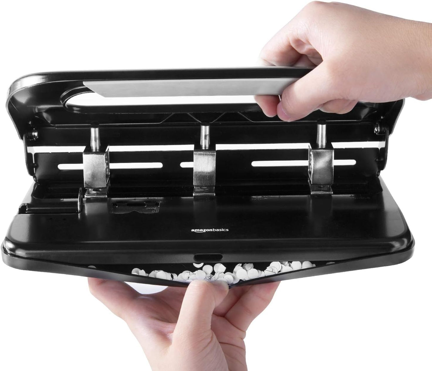 Amazon Basics 2/3 Hole Punch, Semi-Adjustable, 30 Sheet Capacity, Black