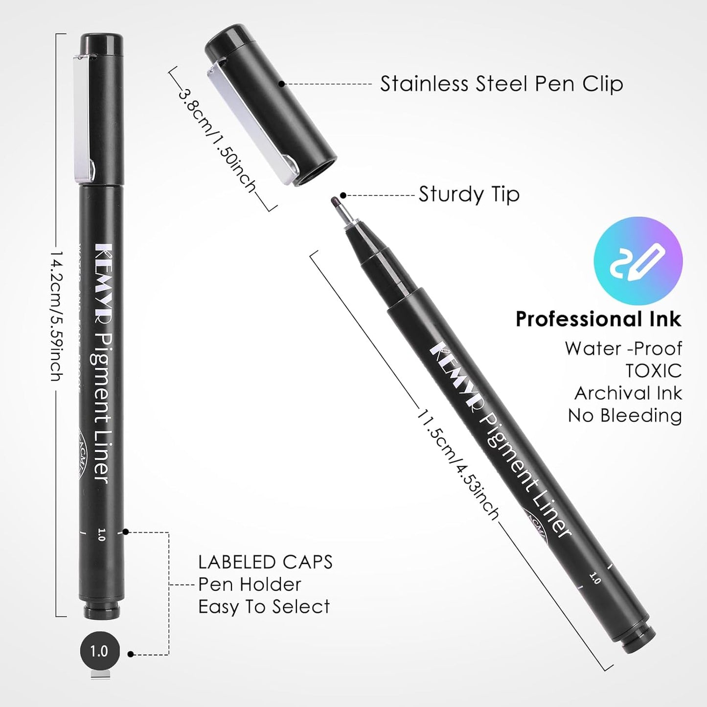 4 Micro Fine liner Drawing Art Pens Calligraphy Pens: BR Size Black Art supplies Waterproof Archival Black Ink Markers For Artists,Use for Professional Watercolor,Sketching