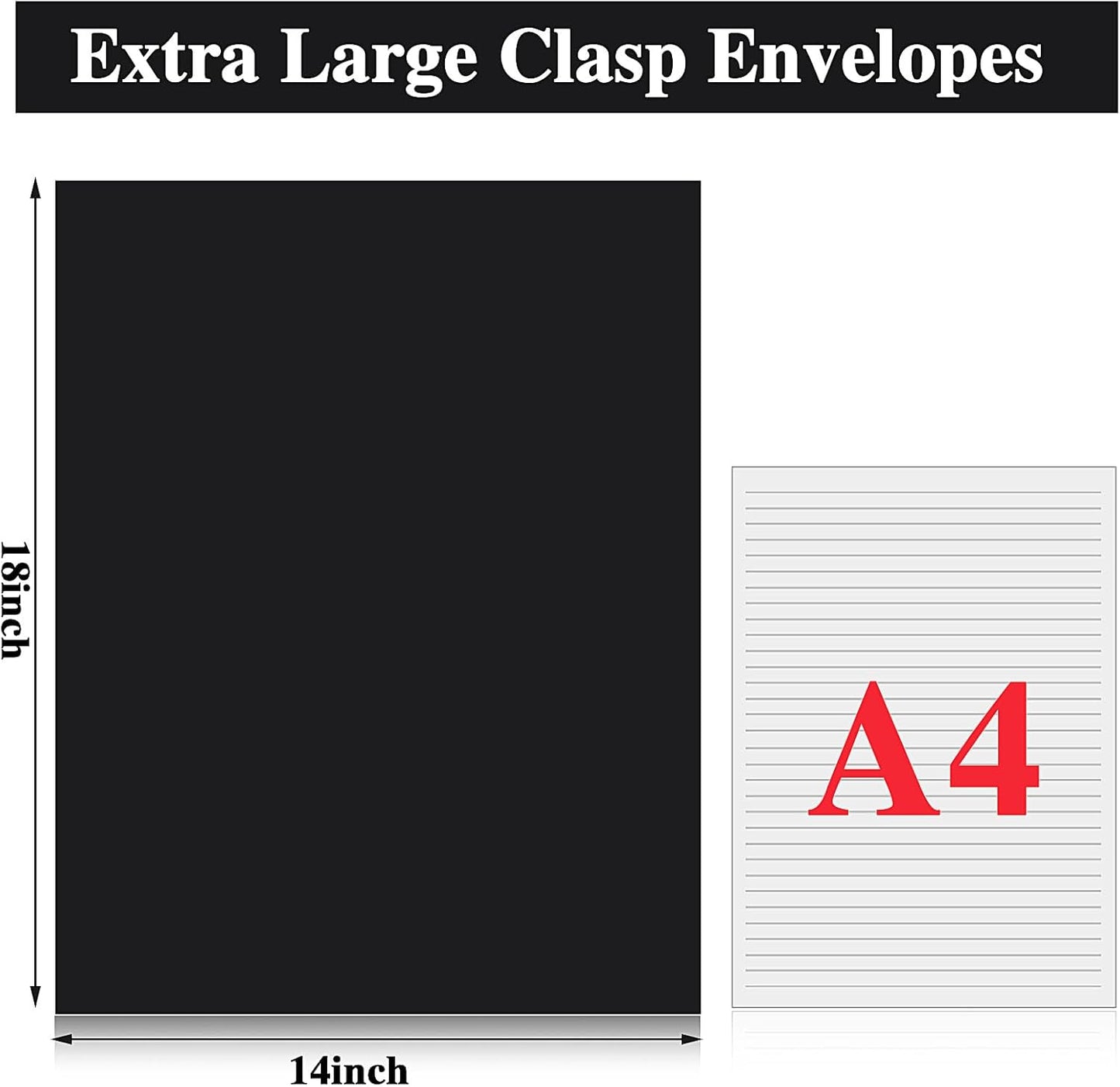 40 Pcs Extra Large Mailing Clasp Envelopes 14 x 18 Inch Jumbo Kraft Catalog Manila Envelope with Clasp Closure for Oversized Big Document Office Home Business School Storing Mailing(Black)