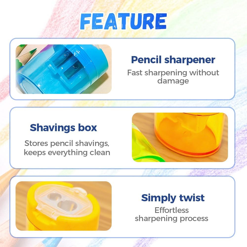 4 Pcs Pencil Sharpeners with Lid, 2025 New Small Dual Hole Manual Pencil Sharpener, Colored Handheld Pencils Sharpener for Classroom Home Office Back to School Supplies (Oval)