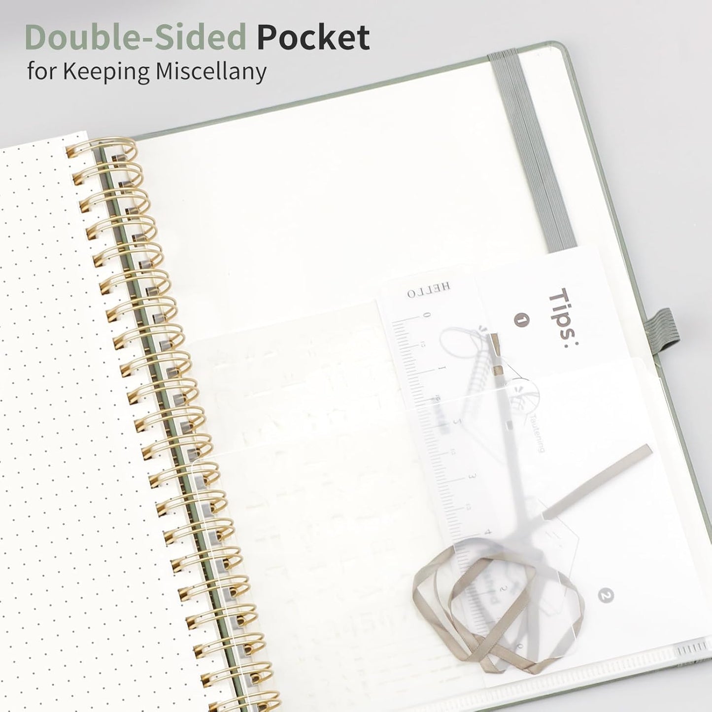 EMSHOI Spiral Graph Paper Notebook - 300 Pages, 100 GSM Thick Grid Notebook, B5 Large Hardcover Leather Journal for Women Men Work School Writing Engineering Graphing, 7.48" x 10.15", Light Green