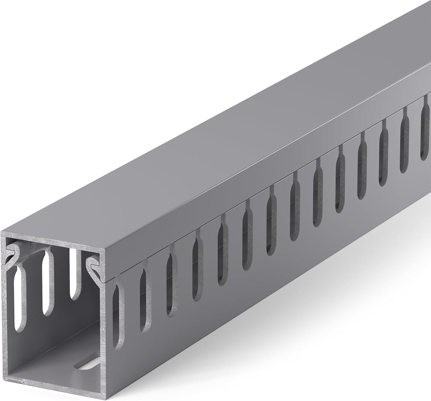 94.5in(6X L15.7in) Professional Server Rack Cable Management Raceway, H1.6in x W1.2in Cable Raceway Kit, Electrically Safe PVC Open Slot Wire Raceway for Under Desk/Computer/Network Cords, Grey