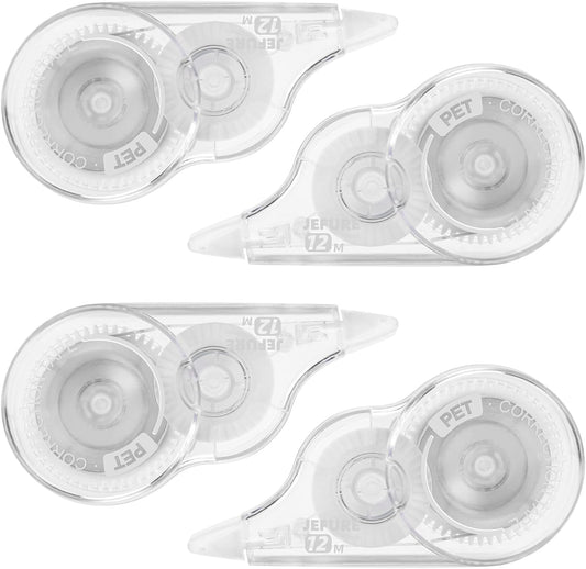 4 Pcs Correction Tape, 39.4 Ft White Wrong Out Tear-Resistant Bulk, Instant Corrections Easy To Use Applicator for School, Office, Note Taking, Journal (Tape Width 0.2 in, Clear)