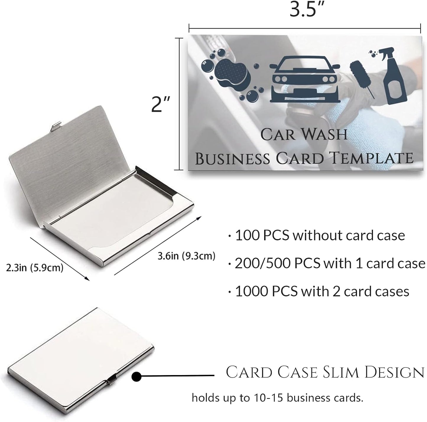 Custom Business Cards Personalized Business Cards for Small Business 300gsm Matte Paper Front & Back Sides Printed 3.5" x 2" - Car Wash Template