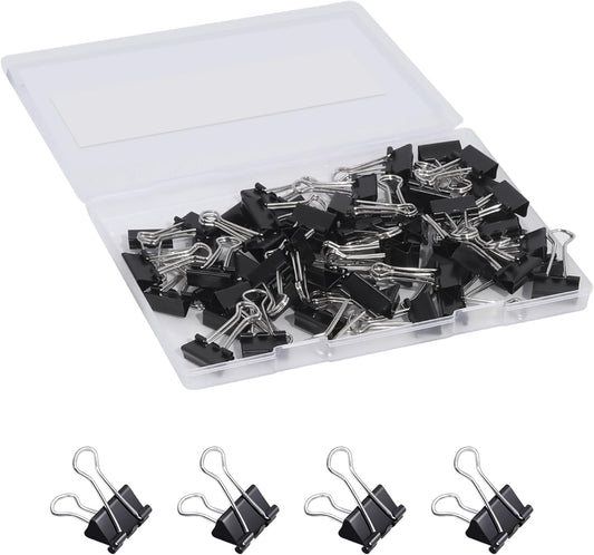 Ufmarine 60 Pcs Small Binder Clips 3/4 Inch Length, Black Small Paper Clips for Office, Standard Size