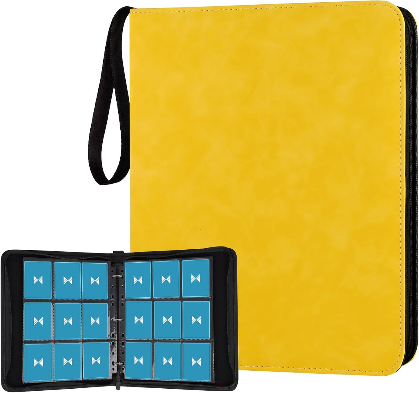 720 Card Binder, Premium Trading Card Binder, 9 Pocket Double Sided Pocket PU Card Collection Binder, Collector Card Album, Card Folder for MTG, TCG, Sports Cards, Game Cards (Yellow)