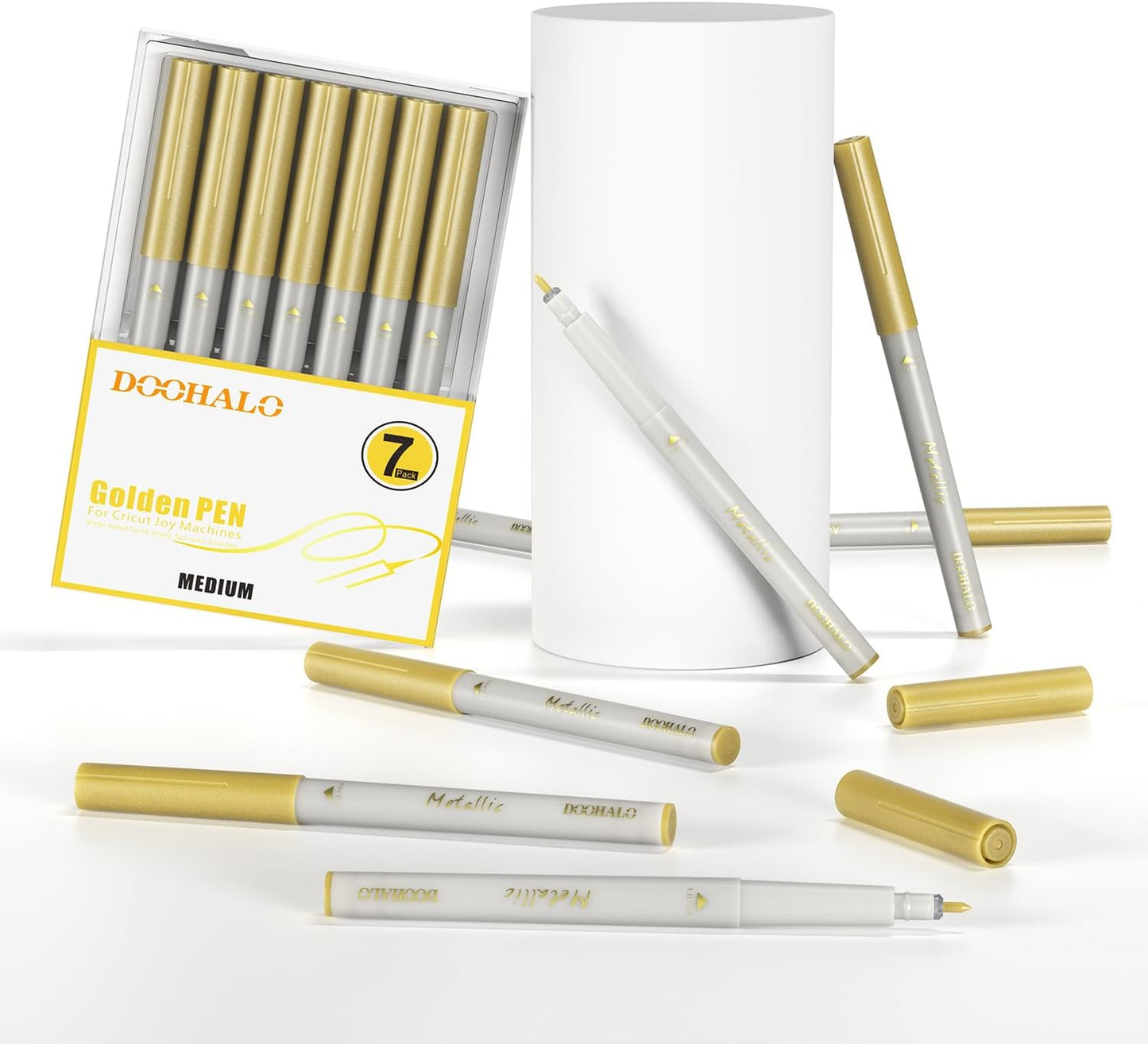 DOOHALO Metallic Pens Gold Silver Marker Compatible with Cricut 3/Maker/Explore 3/Air 2/Air Machine 1.0 Medium Point Tips for Drawing Writing