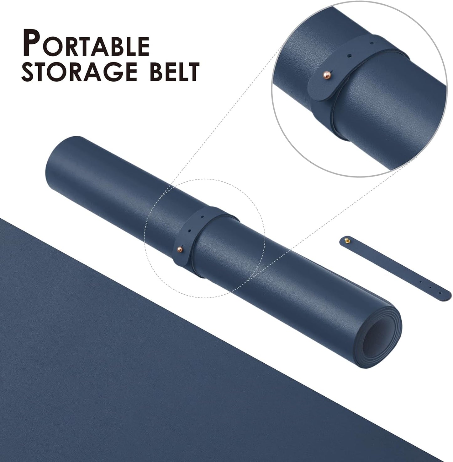 Compact Leather Desk Mat - Small Non-Slip PU Desk Pad for Office and Home - Desk Organization and Accessories - Ideal for Large Mouse Pad and Small Desk Mats on Top of Desks (Dark Blue,23.6"x 11.8")