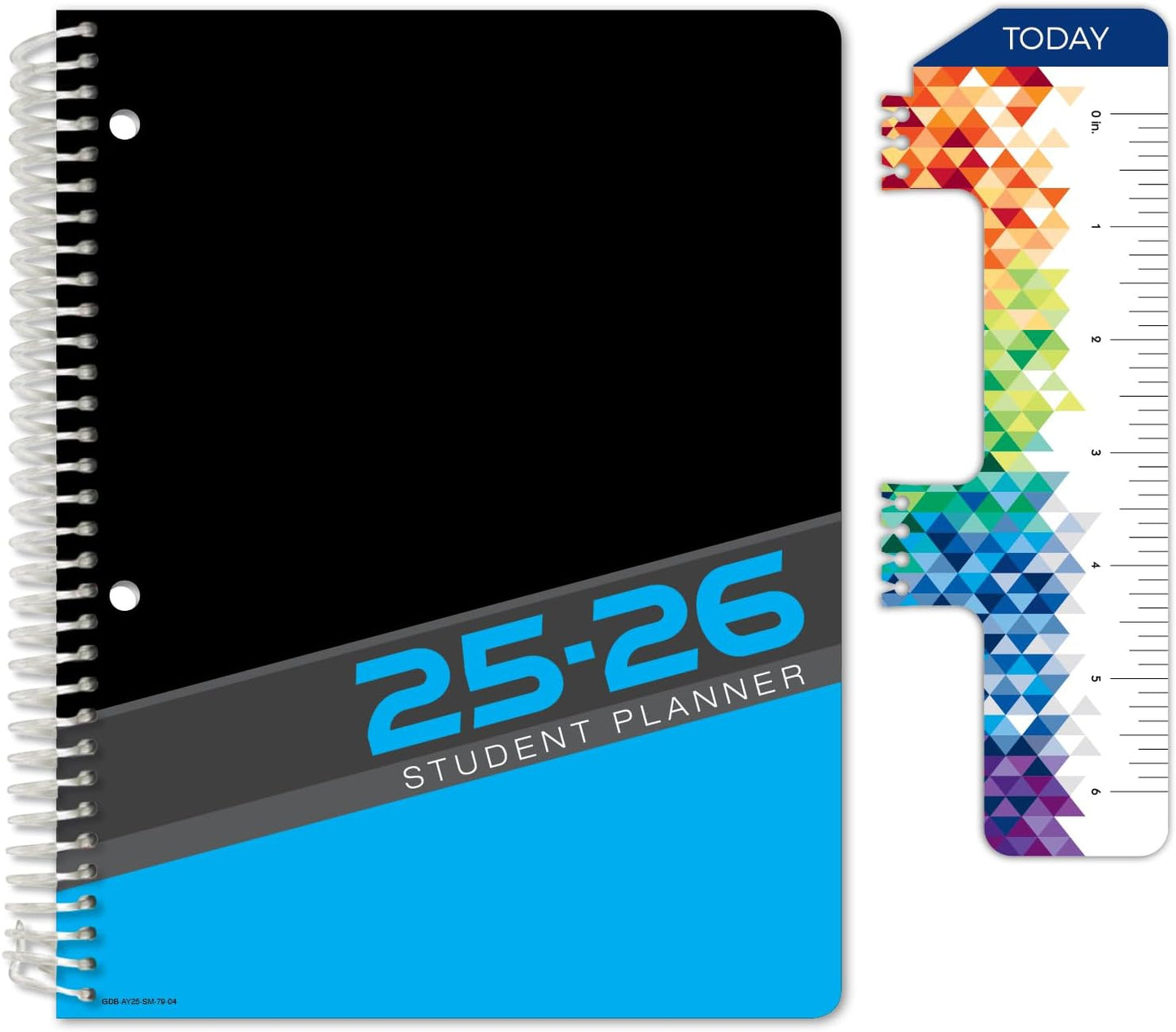 Global Datebooks Dated Middle School or High School Student Planner for Academic Year 2025-2026 Includes Ruler/Bookmark and Planning Stickers (Matrix Style - 7"x9" - Slant)
