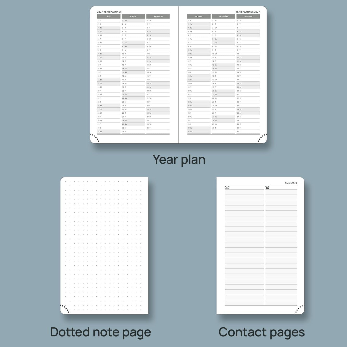 POPRUN 2026 Daily Planner One Page Per Day A6 Size Calendar (4.25" x 6.25") - 12 Months Hourly Appointment Book with Hardcover, Monthly Tabs, Pocket, Pen Holder - Midnight Green