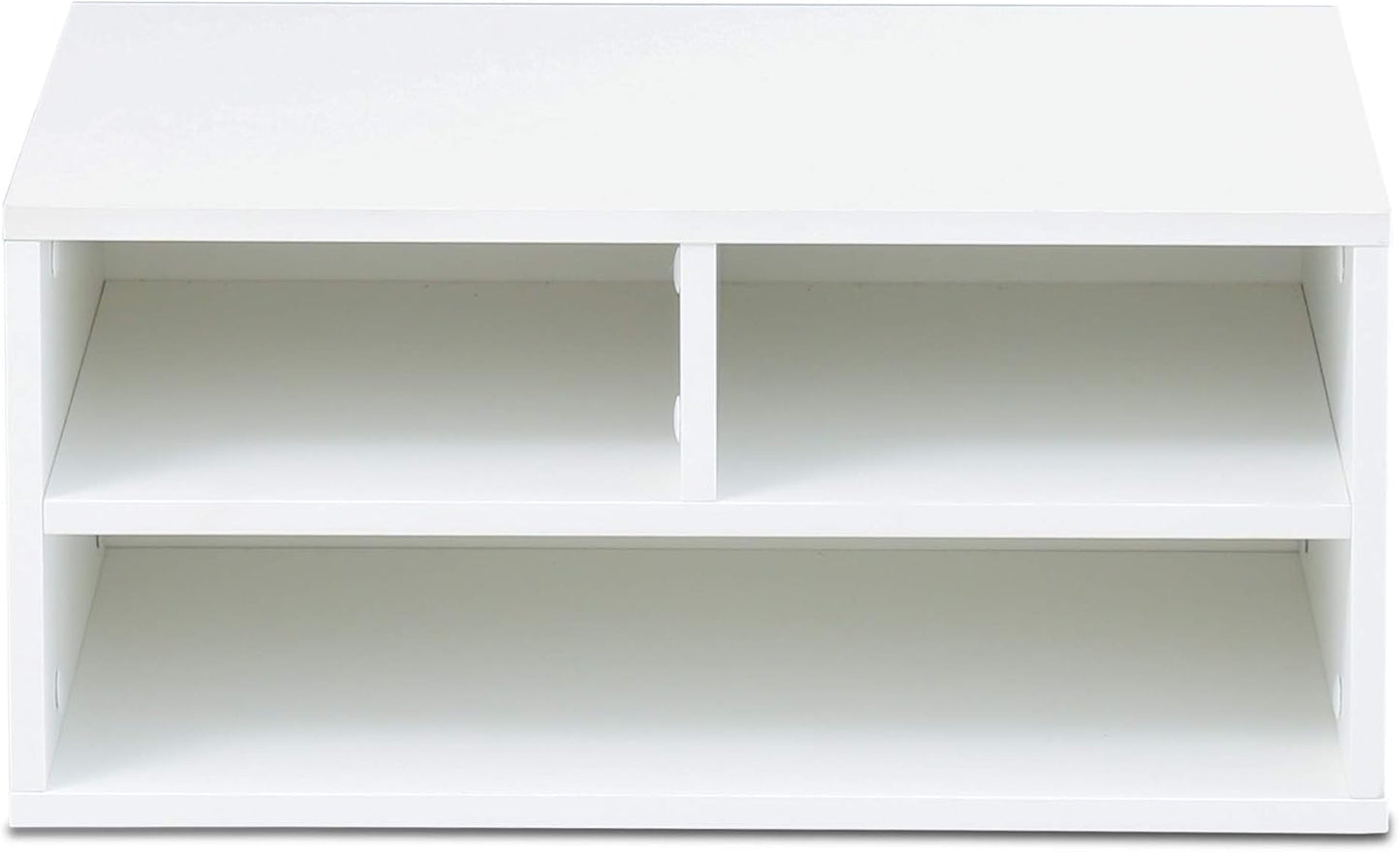 FITUEYES Large Printer Stand with 3 Storage Compartments, Desk Paper Organizer for Home Office, 2-Tier Wood Printer Shelf, White, 18.9" L x 15.7" W x 8.7" H