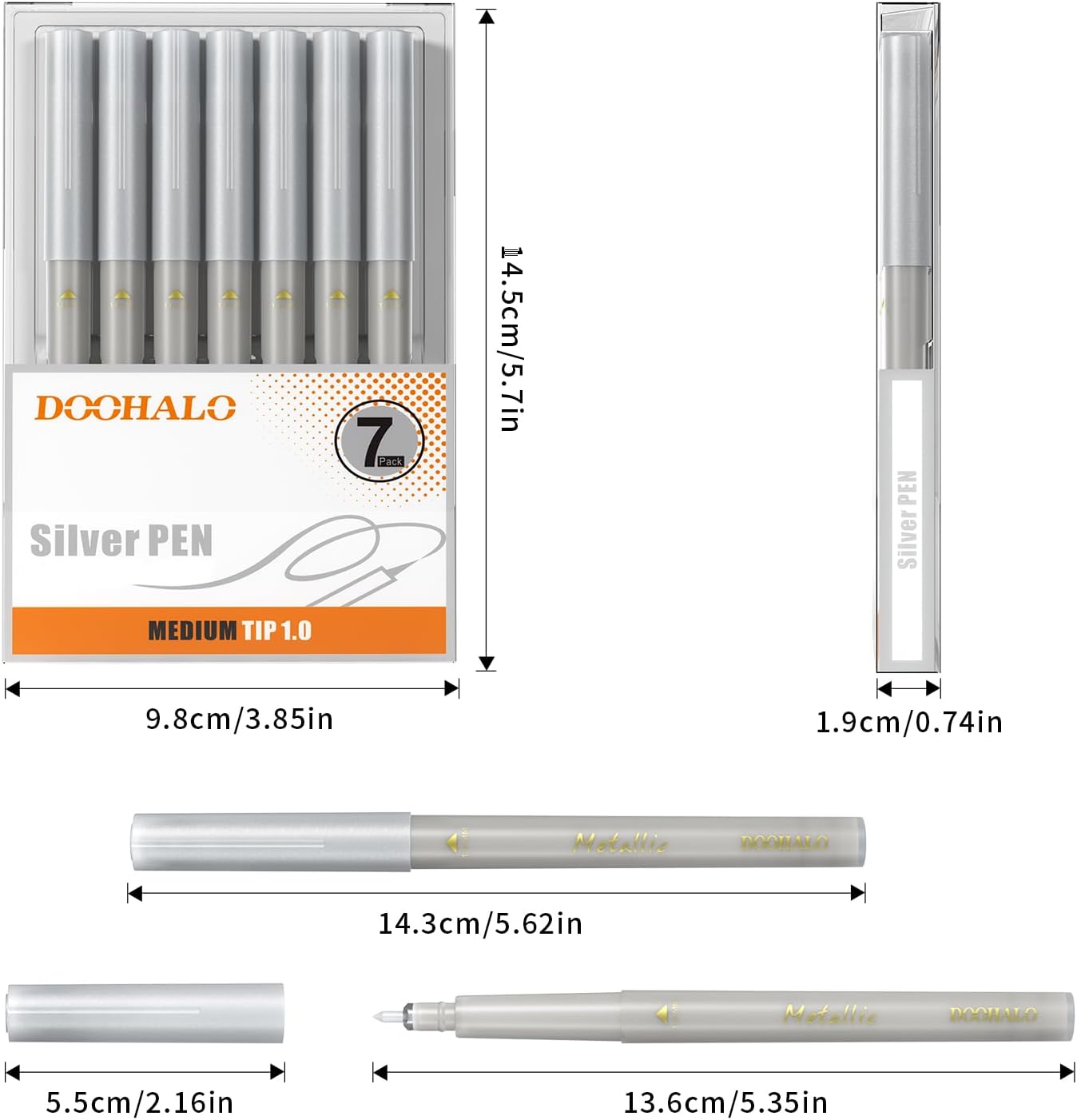 DOOHALO Metallic Pens Gold Silver Marker Compatible with Cricut 3/Maker/Explore 3/Air 2/Air Machine 1.0 Medium Point Tips for Drawing Writing