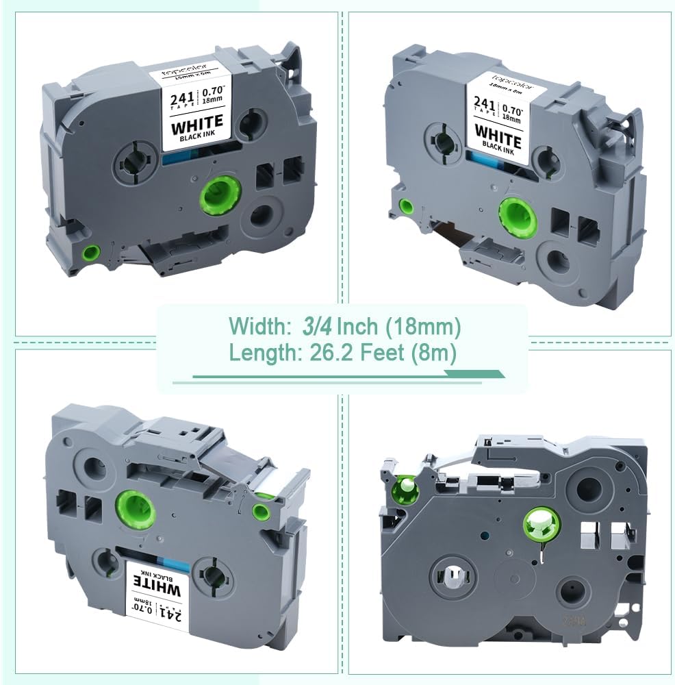 6-Pack Tz 18mm 0.7" Laminated Tape Compatible for Brother Tze-141 Tze-241 Tze-441 Tze-541 Tze-641 Tze-741 P Touch Tze 3/4 Inch Tape for PTD410 PTD400 PTD610BT PTD600 PTP750W PTP710BT