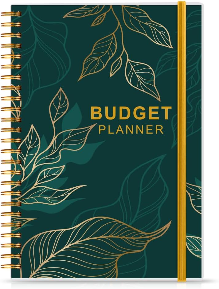 Budget Planners - Monthly Finance Organizer with Expense Tracker. 2024 Budgeting Book for 12 Months, Finance Planner, Start Anytime, 5.8" x 8.3", Green Leaf