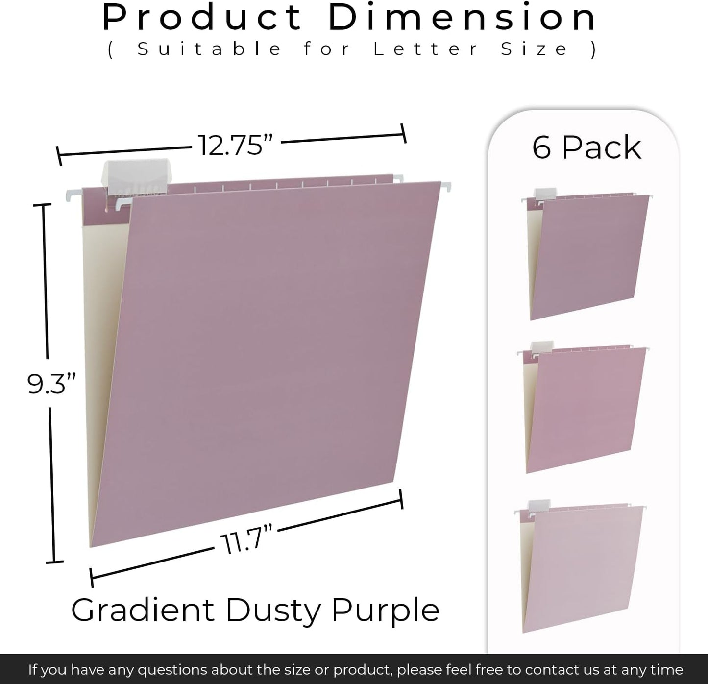Y YOMA 6 Pack Gradient Hanging File Folders Letter Size Decorative Hanging Folder Pretty File Folder Organizer for Filing Cabinet Office Home with 1/5-Cut Adjustable Tabs, Dusty Violet