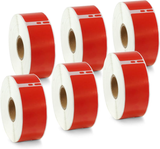 BETCKEY - Compatible DYMO 30252 (1-1/8" x 3-1/2") Address & Barcode Replacement Labels - Compatible with Rollo, DYMO Labelwriter 450, 4XL & Zebra Desktop Printers[6 Rolls/2100 Labels, Red]