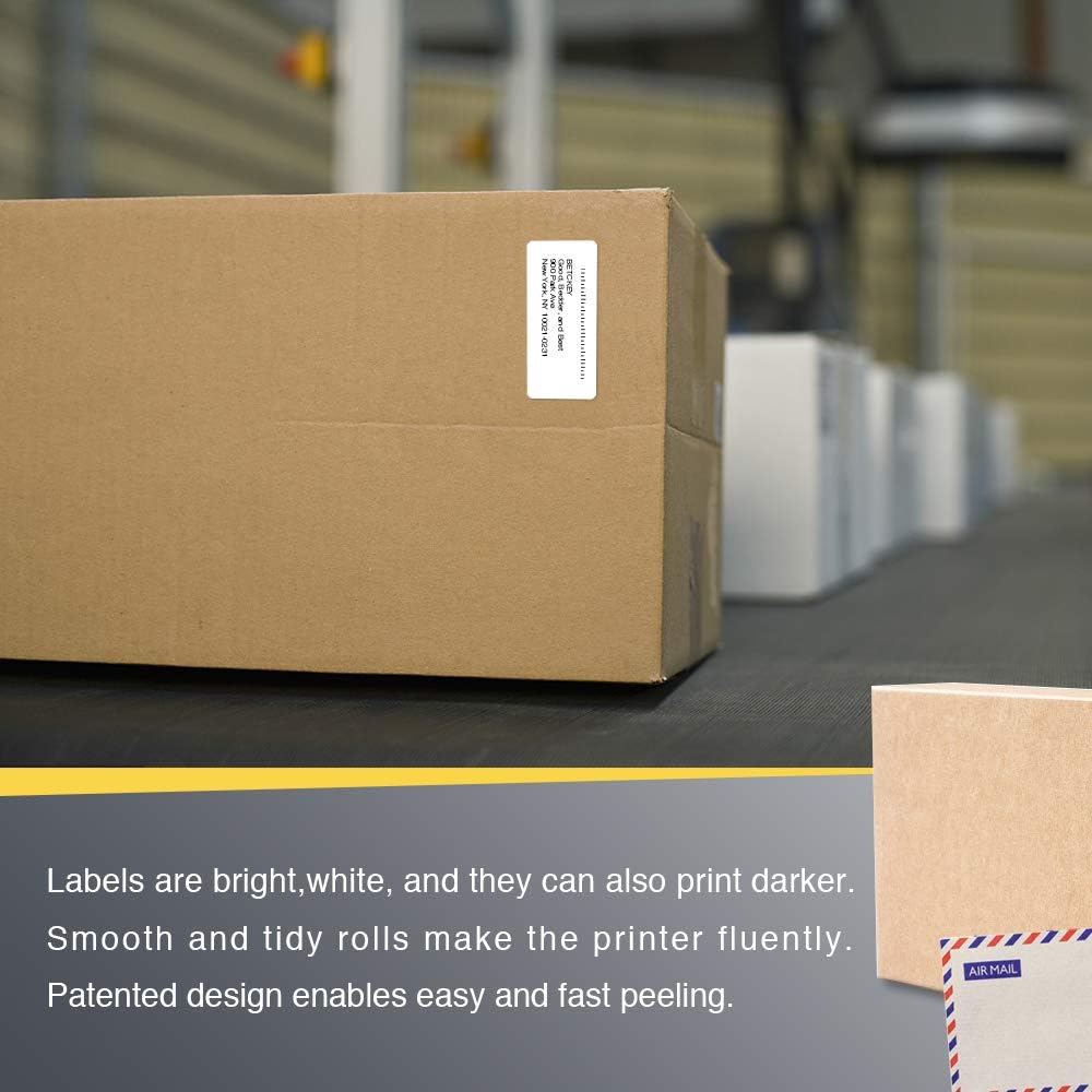 BETCKEY - 2.25" x 1" (57 mm x 25 mm) File Folder & Multipurpose Labels Compatible with Zebra & Rollo Label Printer,Premium Adhesive & Perforated [6 Rolls, 9000 Labels]