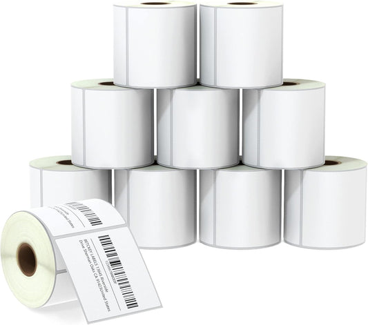 BETCKEY - 3" x 3" (76 mm x 76 mm) Multipurpose & Large Square Labels Compatible with Zebra & Rollo Label Printer,Premium Adhesive & Perforated [10 Rolls, 5000 Labels]