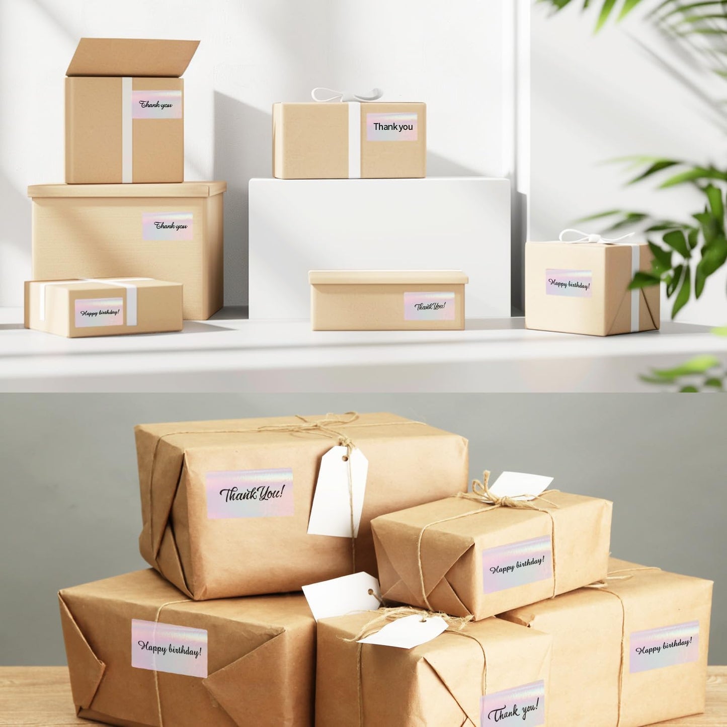 Transparent Thermal Labels Stickers, 2.25 x 1.25 Inch Clear Thermal Labels, Transparent Holographic Pink Direct Thermals Label, Perforation Line Design- 200 Sheets