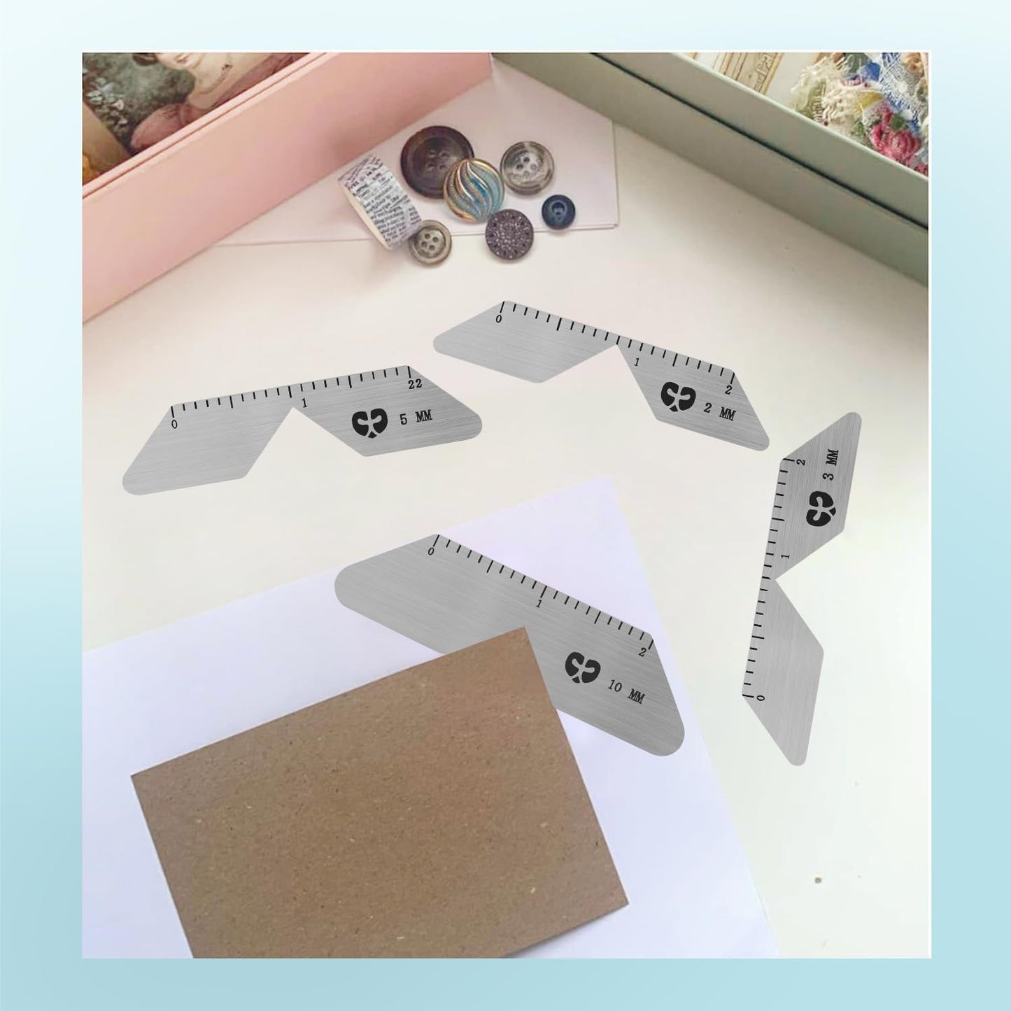 Bookbinding kit and Corner Miter Tool for Album Making.Contains 4 Different Beveled Edge Sizes