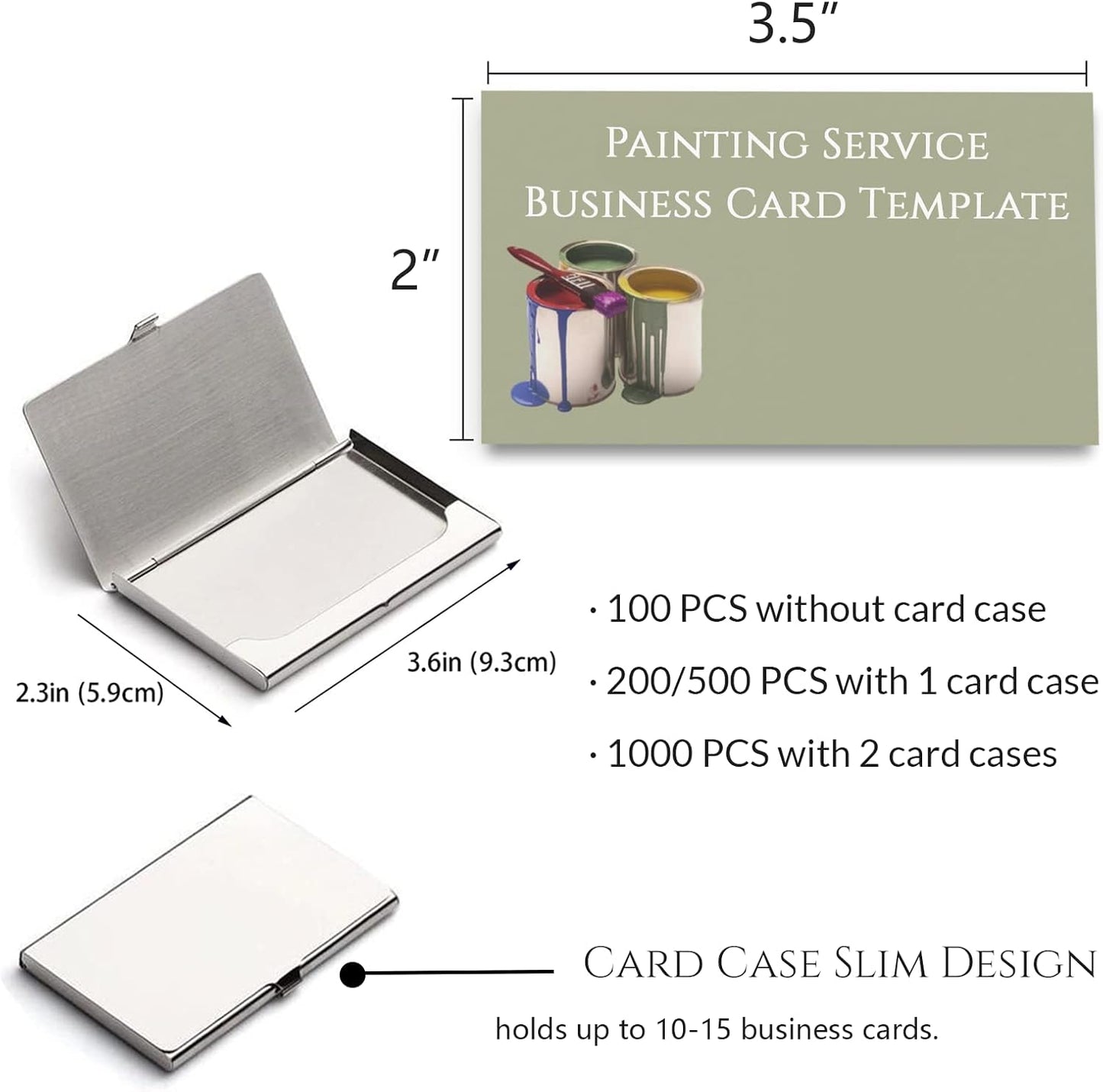 Custom Business Cards Personalized Business Cards for Small Business 300gsm Matte Paper Front & Back Sides Printed 3.5" x 2" - Painting Service Template