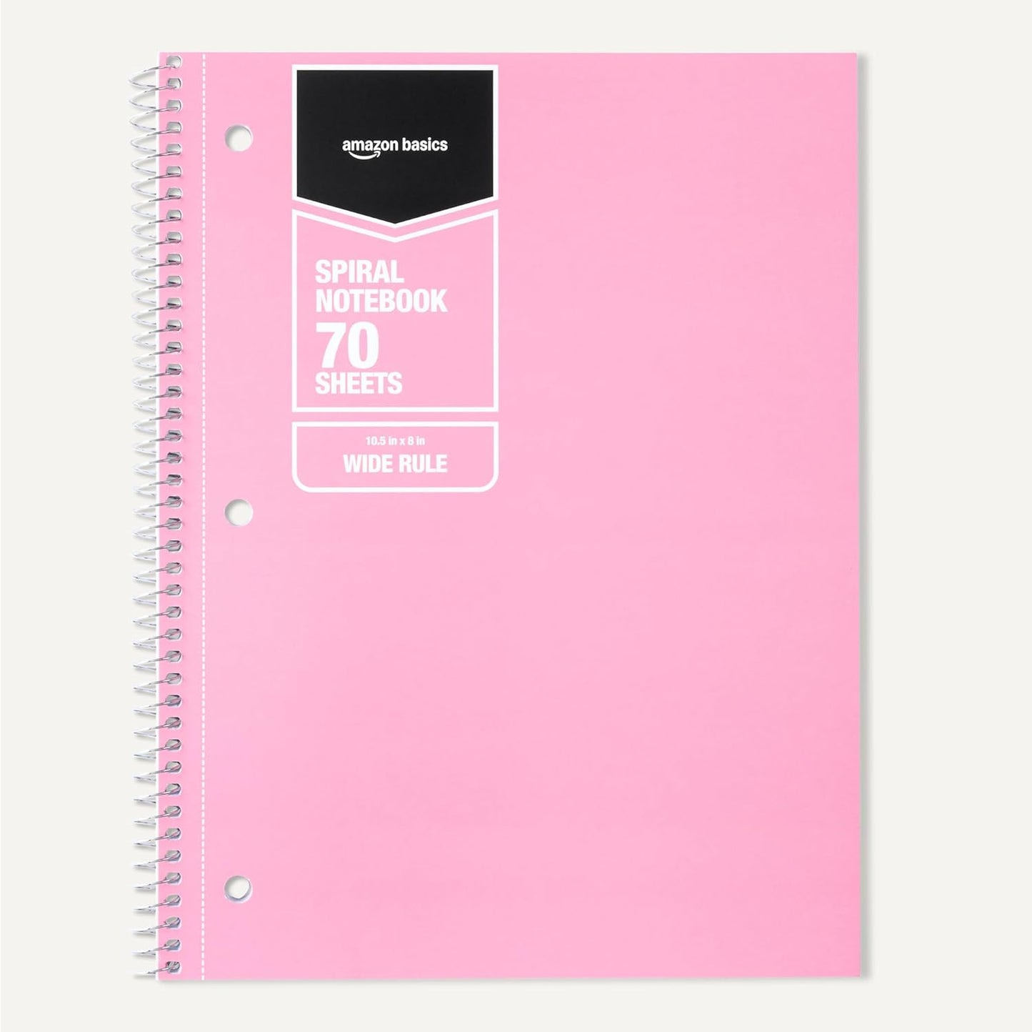 Amazon Basics Wide Ruled Spiral Notebook, 70 Sheets, 7-1/2" x 10-1/2", 3 pack, Assorted Pastel Solid Colors