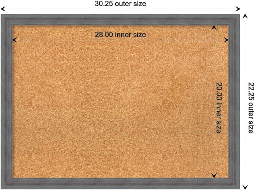 Amanti Art Natural Cork Board for Wall, 22x30 Vision Board with Blue Wood Frame, Medium Corkboard Office Decor for Home Organization, Rustic Farmhouse Corkboard Pinboard to display items for home