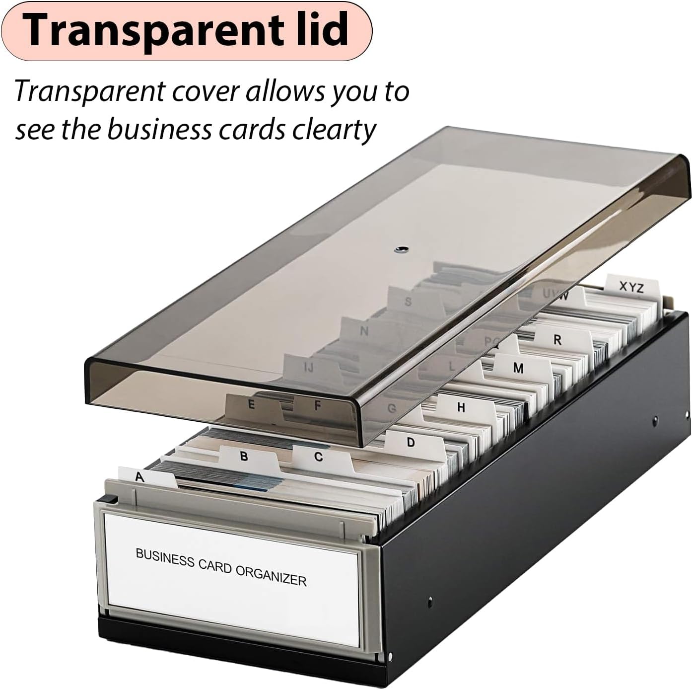 Business Card Holder for Desk, Business Card Holder Organizer, Credit Card Organizer Case File Index Card Box Storage,with A-Z Tabs, Storage up to 600 Cards (3.5” x 2.2”) (big)