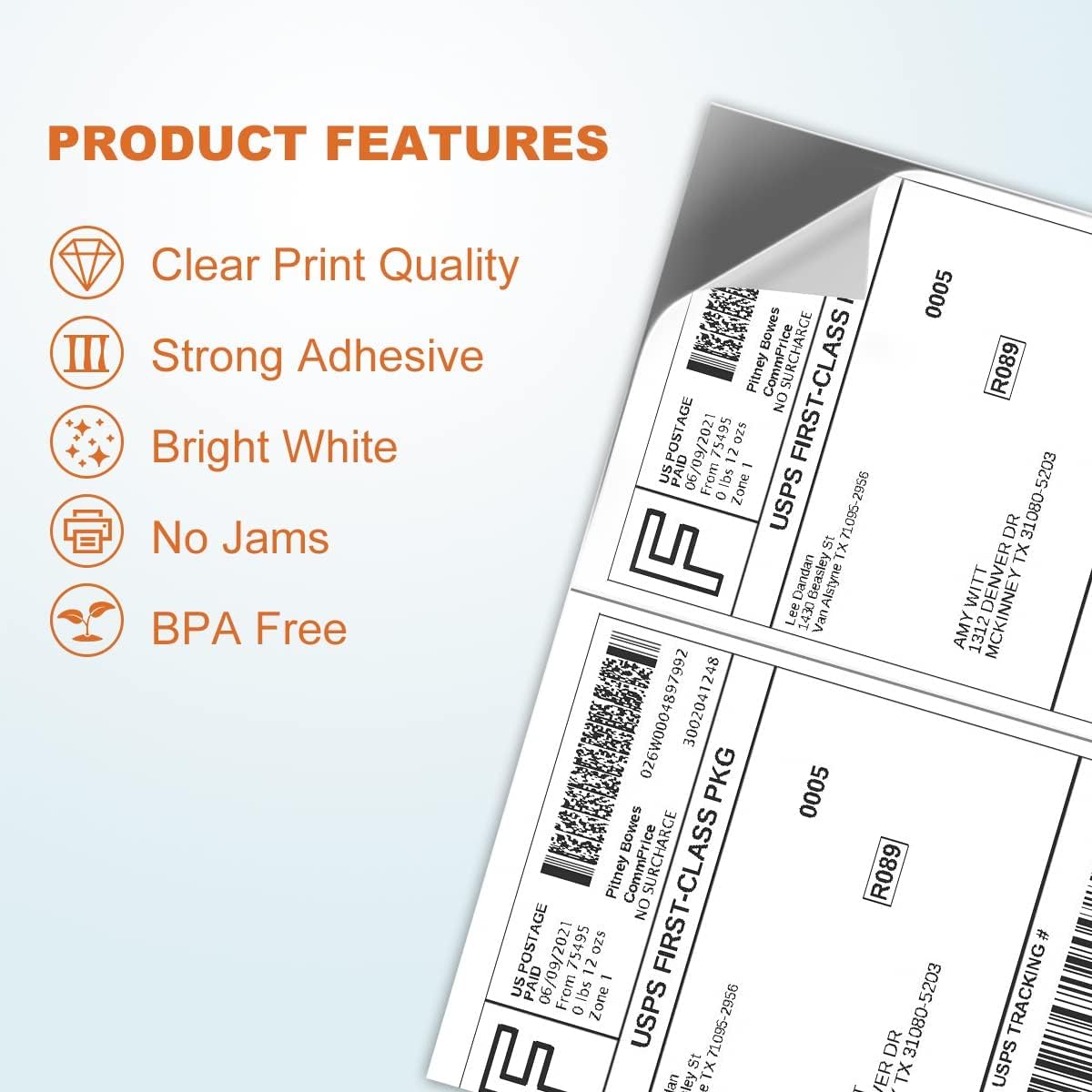 BESTEASY 16000 Half Sheet Self Adhesive Shipping Labels, Laser/Ink Jet White Blank Shipping Labels 8.5" x 5.5" Address Labels (8000 Sheets Total 16000 Labels)