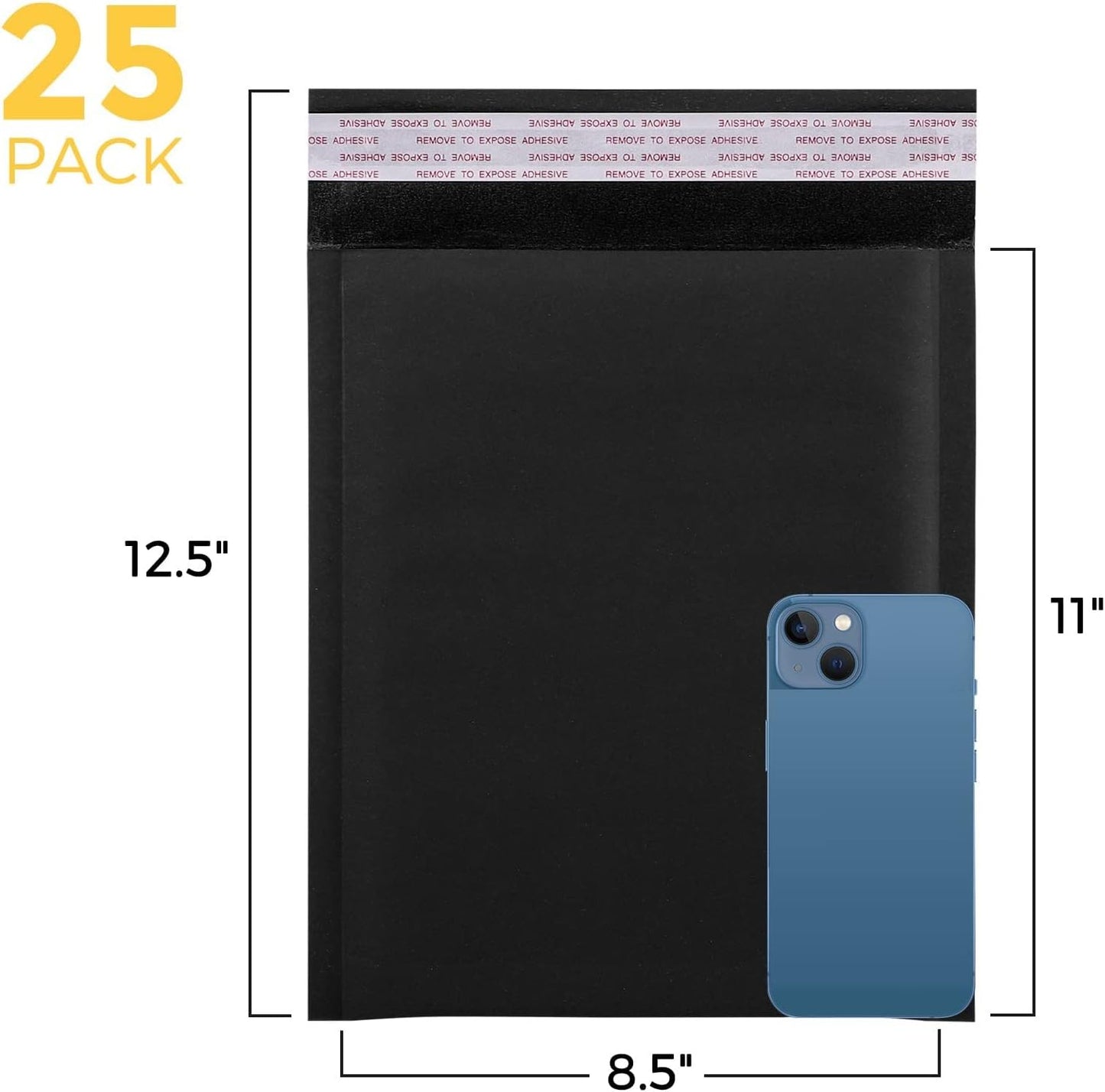 Fuxury Kraft Bubble Mailer 8.5x12 Inch 25 Pack，Strong Adhesion Padded Envelopes,Self Seal Bubble Envelopes, Waterproof Cushioned Padded Mailers Packaging for Small Business,Bulk Black