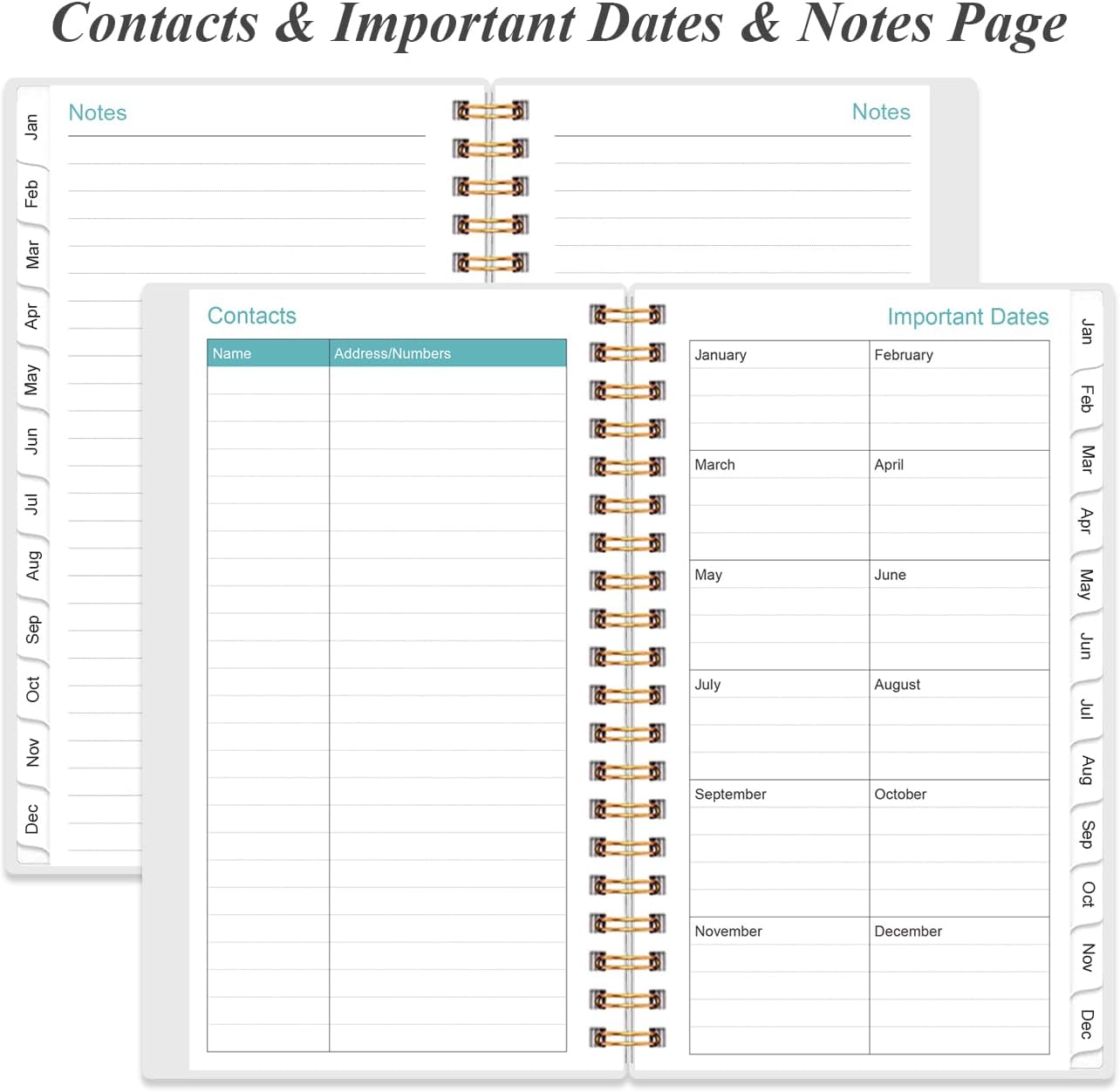2025-2026 Monthly Planner - July 2025 - December 2026, Two Pages Per Month, 18 Monthly Calendar/Planner with Tabs, Strong Twin-Wire Binding, Inner Pocket, 3.75" x 6.5", Blue Watercolor