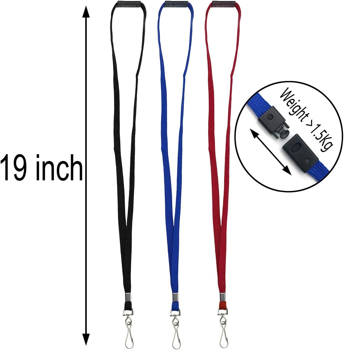 Bird Fiy Lanyards Safety Black Lanyards Neck Flat Premium Breakaway Badge Lanyard with J-Hook for ID Nametag Badge Holder (Black, 25 PCS)