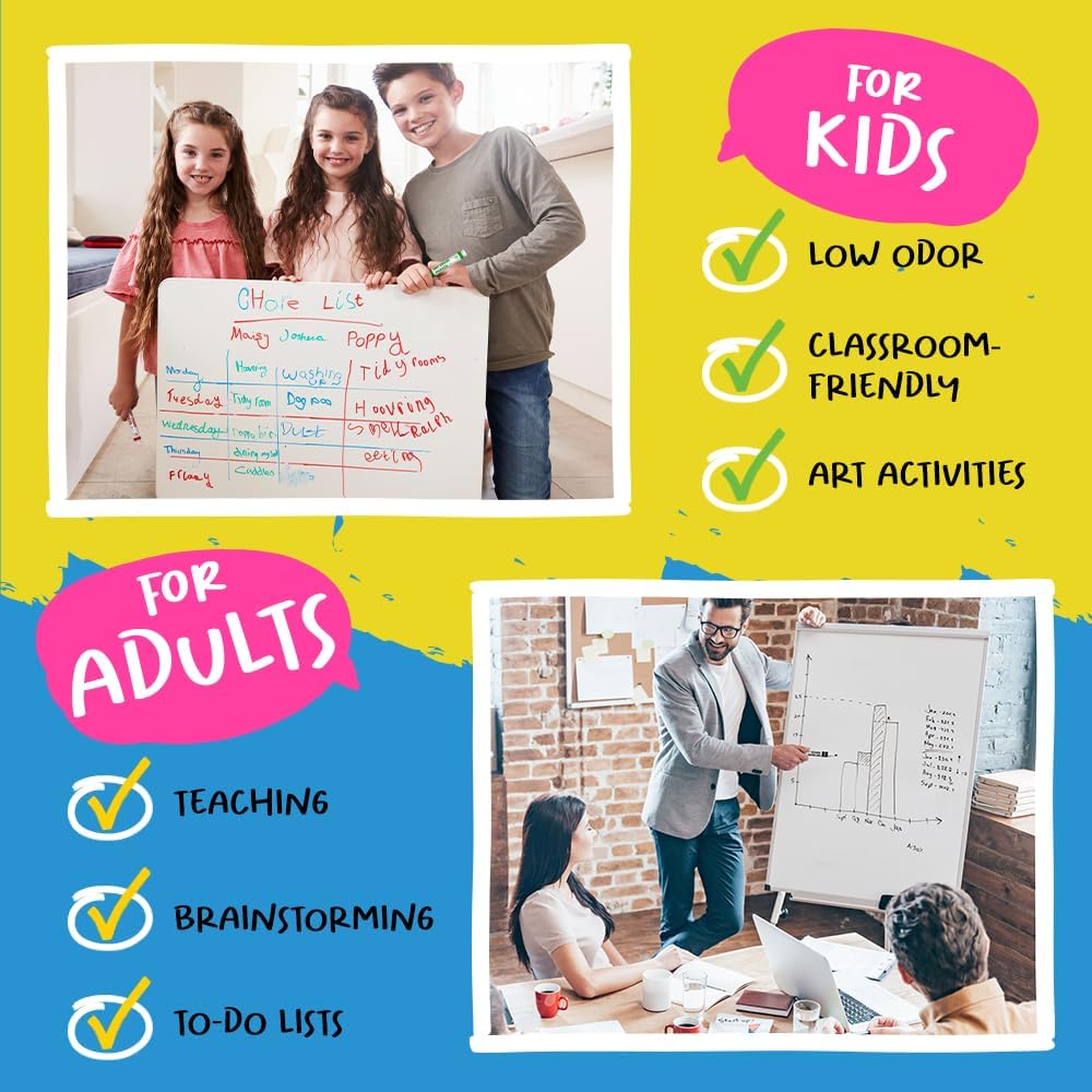 Chalkola Dry Erase Markers Chisel Tip (15 Pack, 12 Colors) | Dry Erase Pens - Non toxic, Low odor Whiteboard Markers for Kids, Teachers, Office, School, Classroom Supplies & Accessories