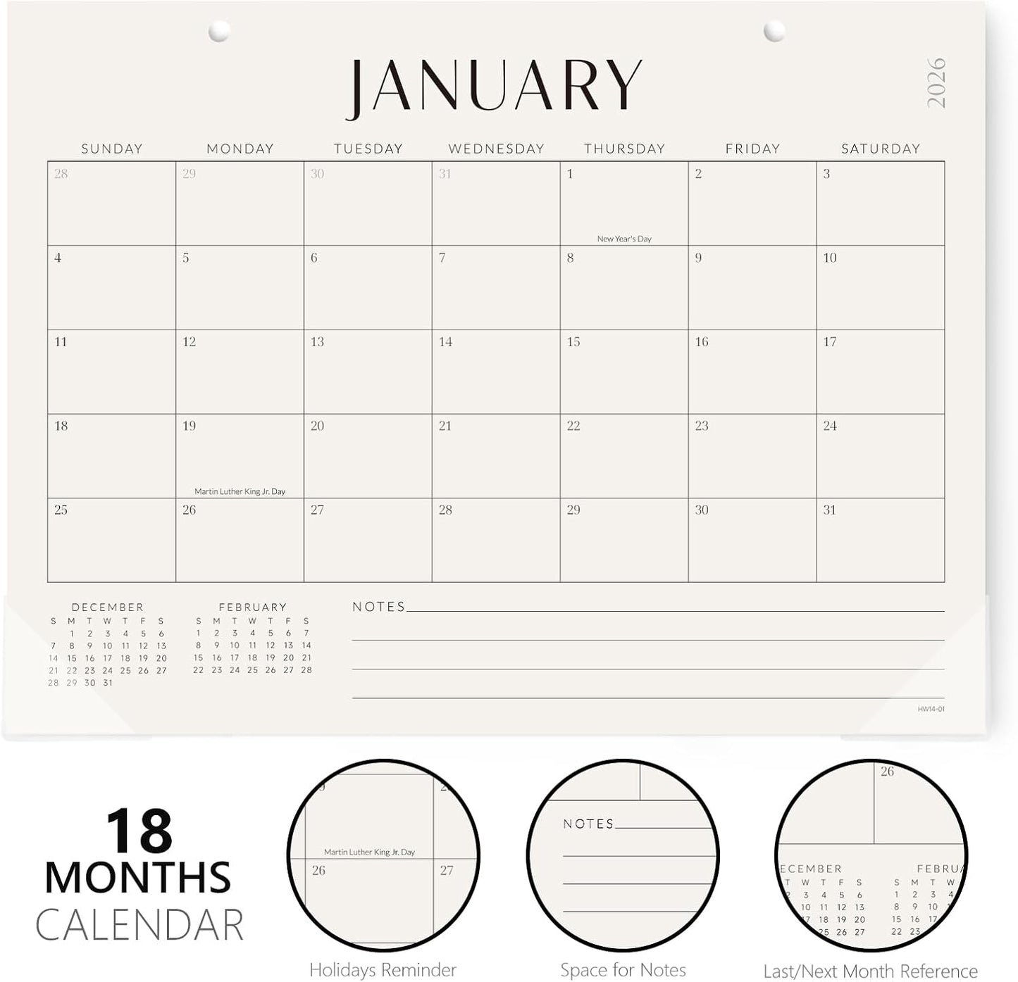 Jotsome Desk Calendar 2025-2026, Desk Pad Calendar From Now to December 2026 14x10.5 inch, Desk Blotter Calendar for Home and Office, Easy Planning