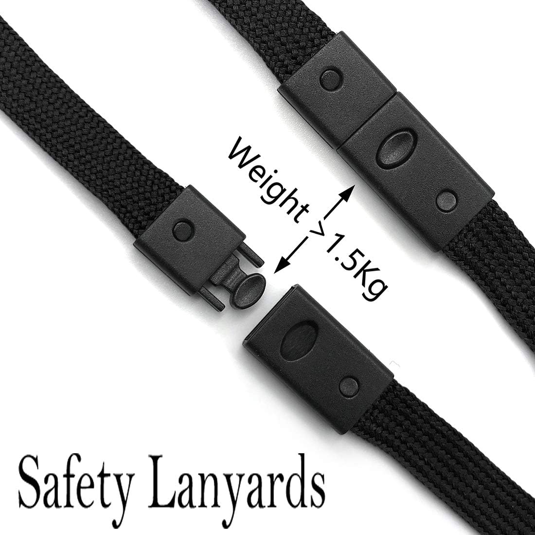Bird Fiy Lanyards Breakaway Bulk Black Lanyards Neck Flat Safety Badge Lanyard Bulldog Clip (Black, 50 PCS)