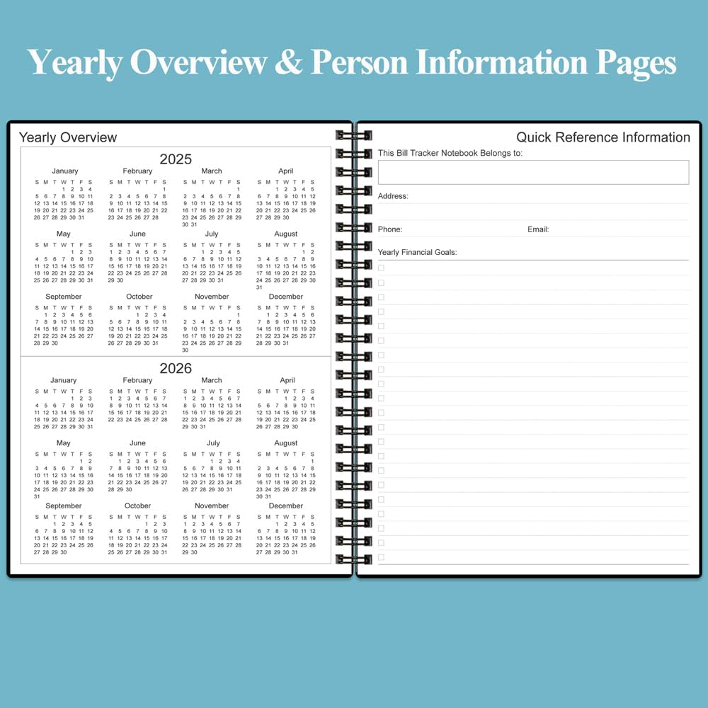 Bill Payment Tracker Notebook - Monthly Bill Organizer & Planner for Personal Budgeting Financial, Payments Checklist Organizer, 8" x 10.5", Black