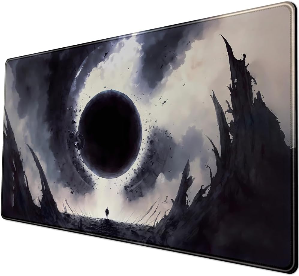 Black Moon Mousepad Gaming MTG Playmat Desk Mat Original Aesthetics Mouse Pad Large Gaming Mouse Pads Desk Pad XXL Keyboard Mat Full Desktop Mat Desk Cover Pad for Work Office Game (31.5x15.7 in)