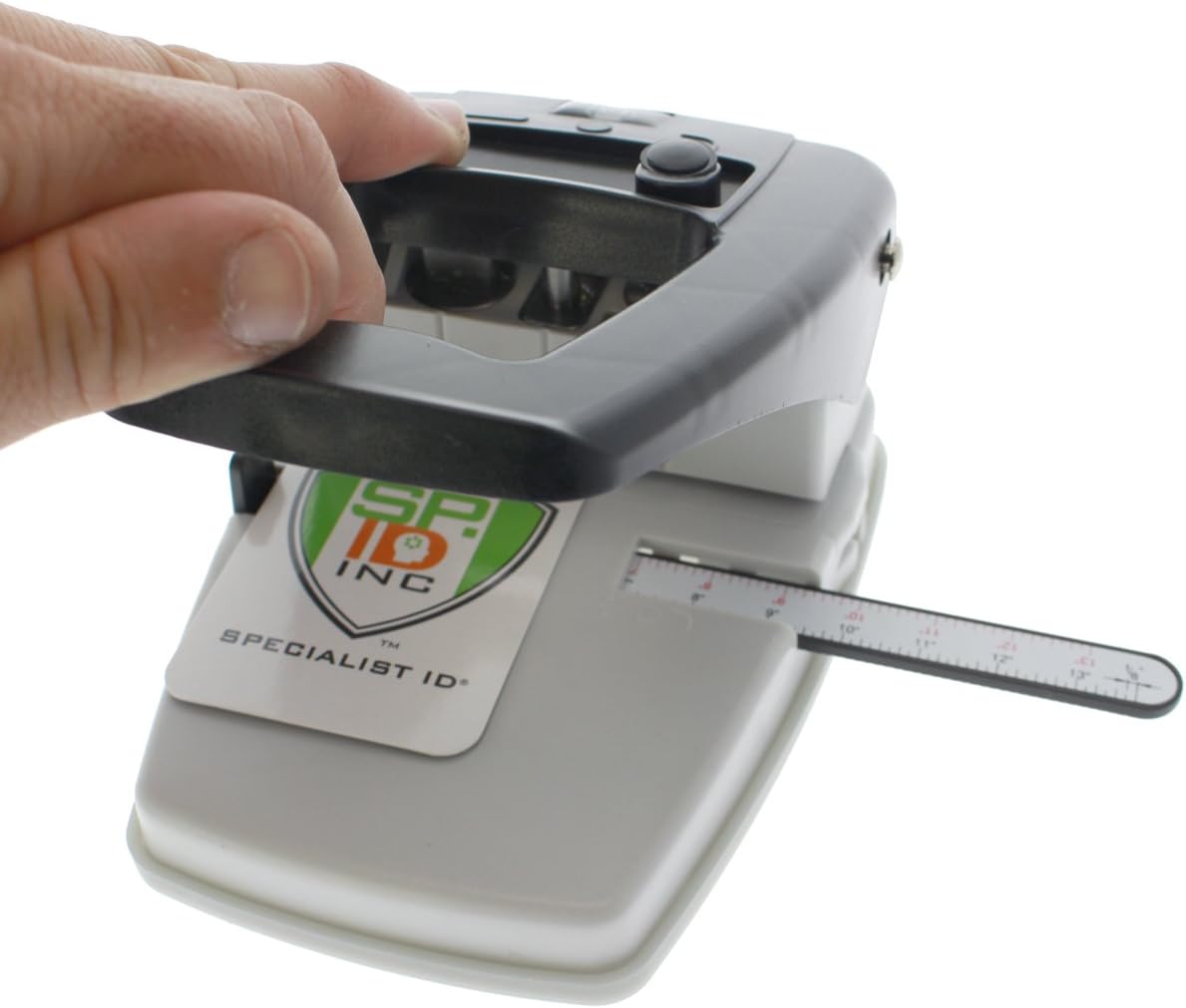 Desktop ID Card Hole Punch Tool for Name Badges - Three in One Slot Puncher with Guide (Slot Hole, Round Hole, Corner Rounder)