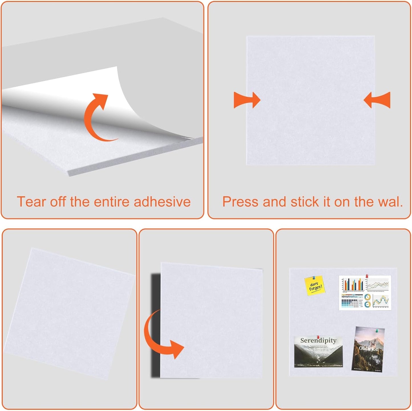 Cork Boards for Walls 48" x 36" Felt Board Alternative, 12 Pack Felt Wall Tiles Bulletin Board, Large Cork Board for Office Pin Board Tack Board Cork Boards