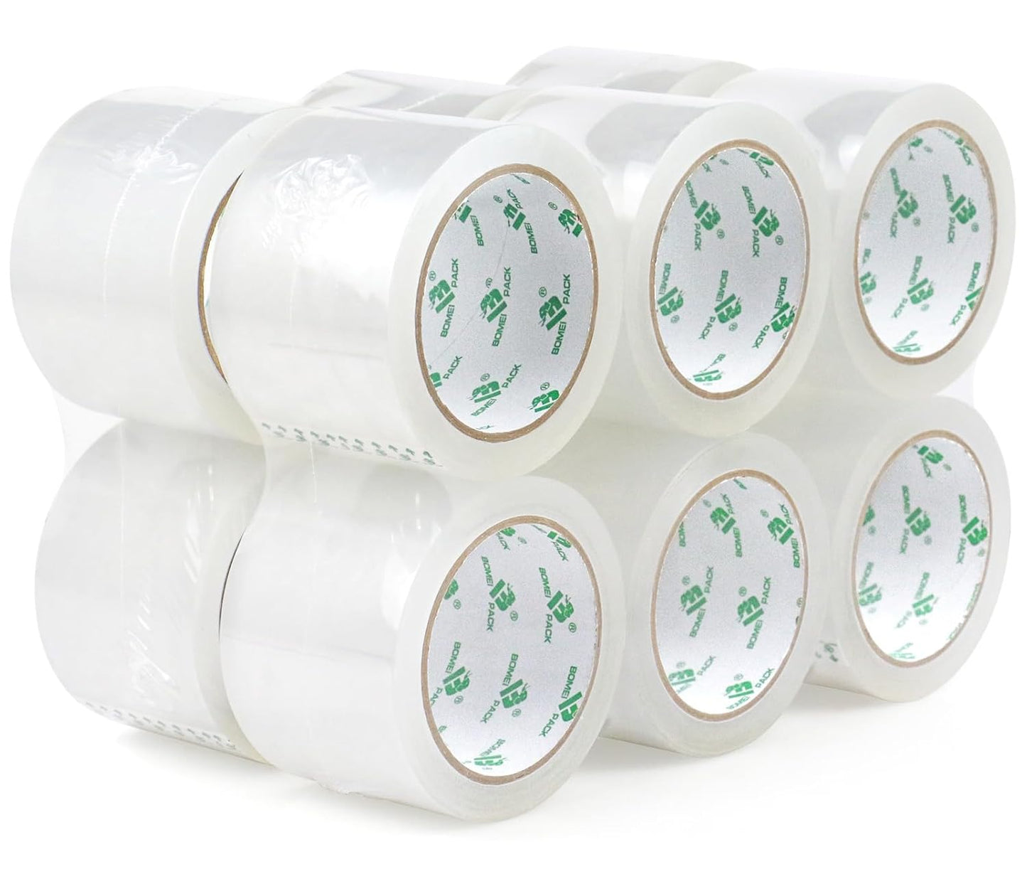 BOMEI PACK 3 inch Wide Heavy Duty Packing Tape, 2.4 Mil 3.0 Inch x 60 Yards, 12 Refills Rolls Clear Box Tape for Moving, Shipping, Mailing and Packaging
