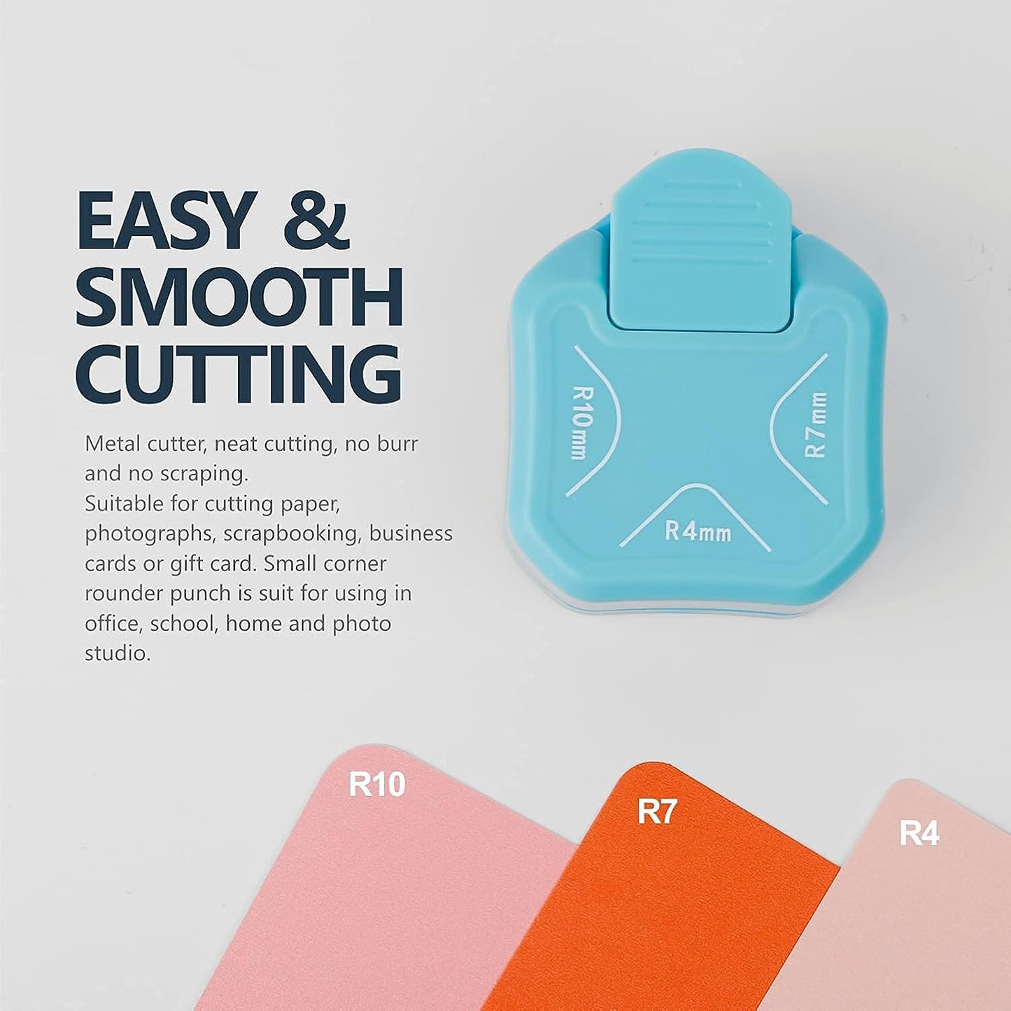 BearBoss 3 in 1 Corner Punch Paper Corner Rounder Cutter for Card Making Laminate Cardstock Scrapbooking Paper Crafts Business Cards, Ocean Blue 4mm, 7mm, 10mm