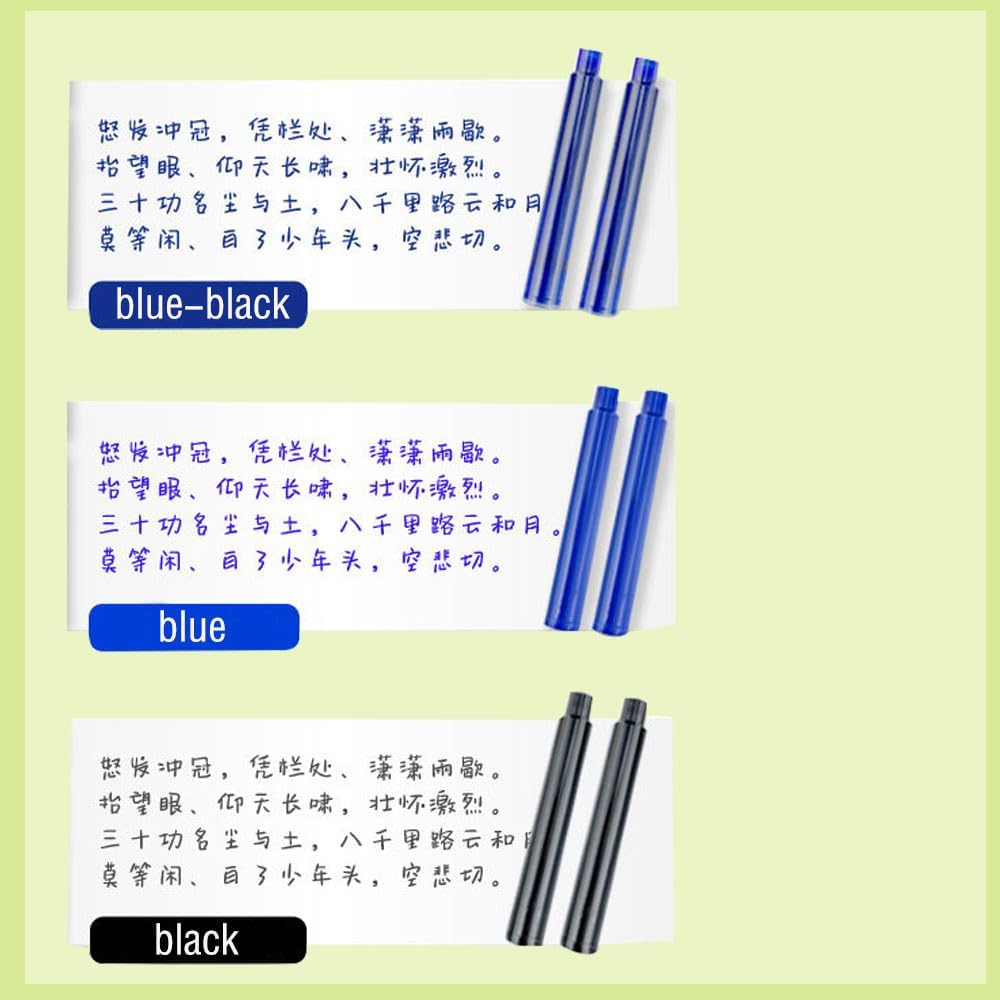 Blue/Black Pen Ink Cartridge Fountain Pen Cartridges Refillable Fountain Pen Cartridge, 3.4 mm Bore Diameter (No Erasable Black)