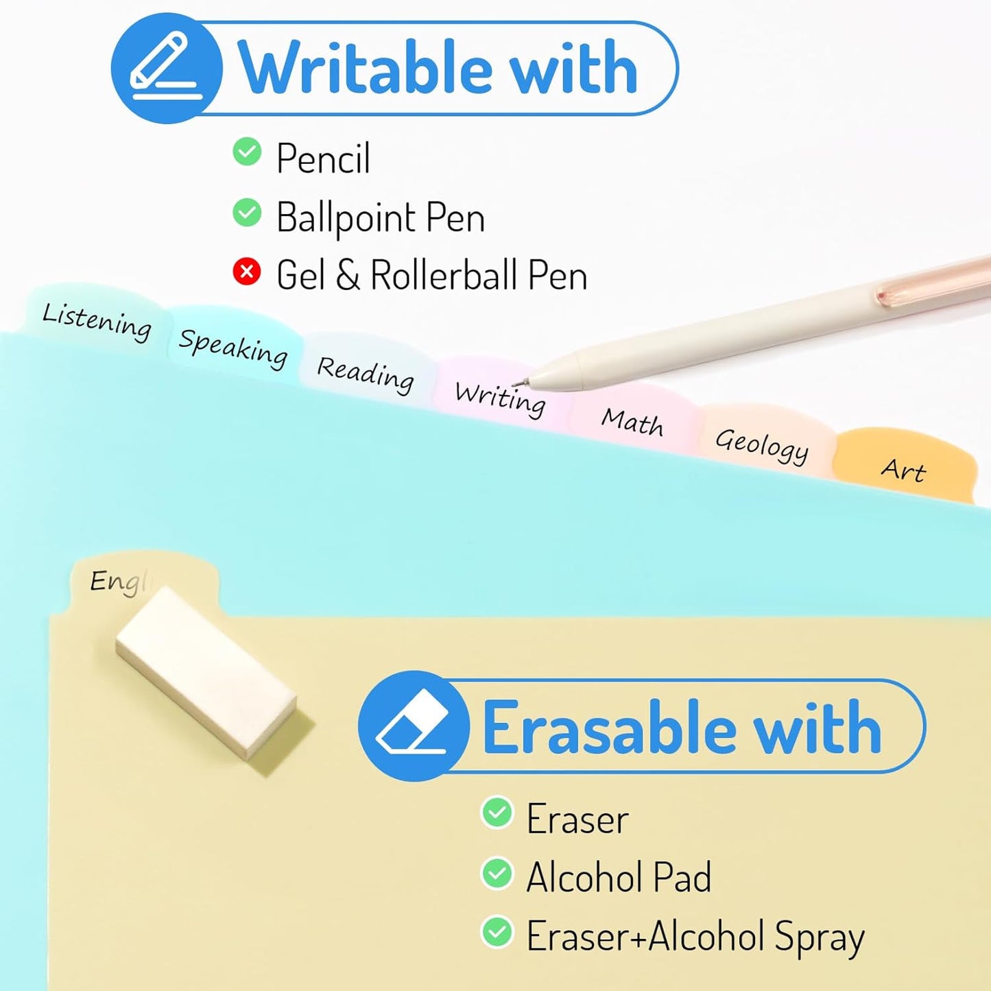 Forvencer 8-Tab Binder Dividers with Tabs, Big Tabs, Write&Erase Plastic Dividers for 3 Ring Binder, Binder Tabs for Organizers, 3 Ring Binder Dividers with Tabs for School Office (Pastels, 3 Set)