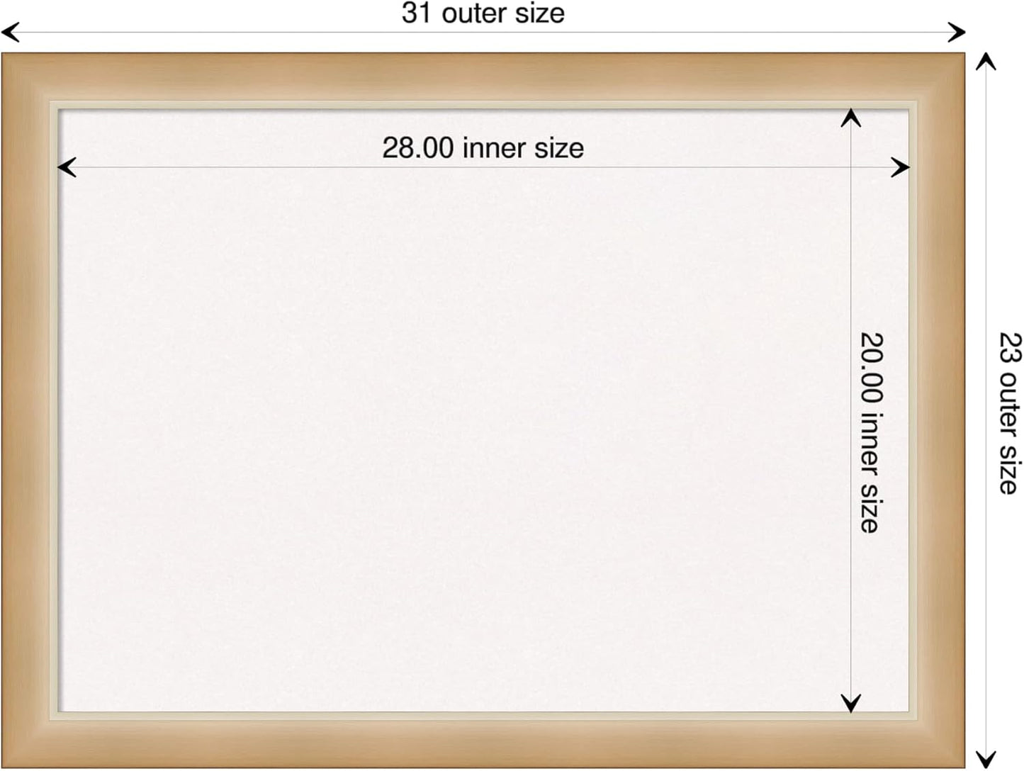 Amanti Art White Cork Board for Wall, 23x31 Vision Board with Gold Frame, Medium Corkboard Office Decor for Home Organization, Modern Contemporary Corkboard Pinboard to display items for home